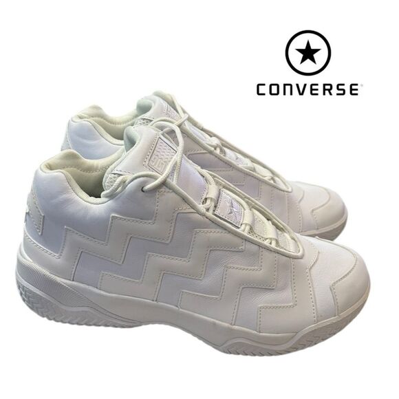 New CONVERSE Voltage Vltg Triple White Women's Mid Leather Sneakers 10 - Picture 2 of 6